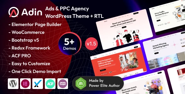 Adin β Advertising & PPC Agency Elementor WordPress Theme